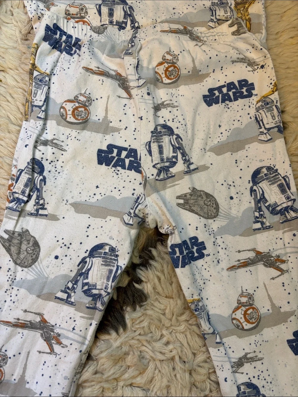 Star Wars White and Blue Kids Pajama Set with Character Prints